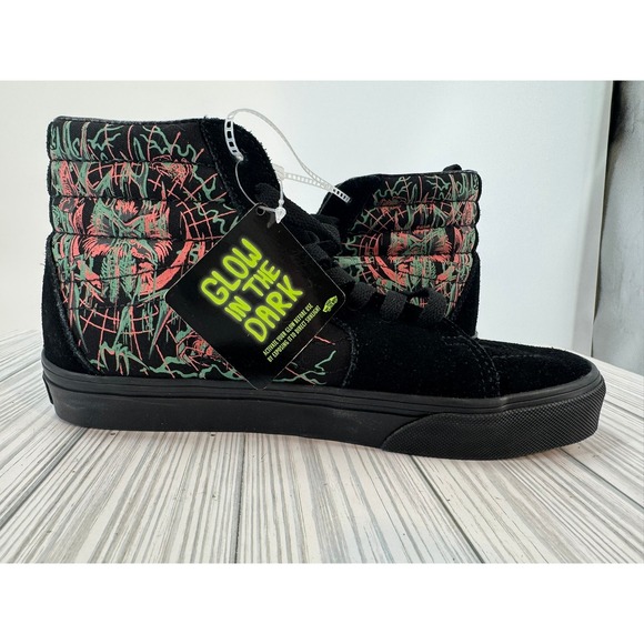 Vans Shoes - Vans Sk8 Hi Glow in the Dark Dark Omens Spider Web High Top Sneakers Women 7.5